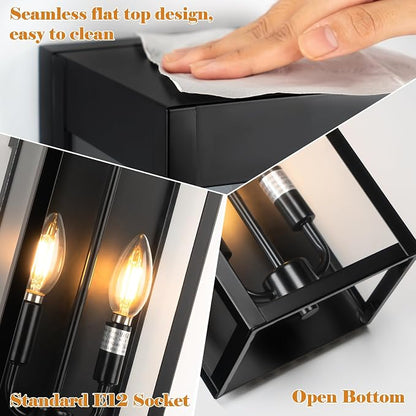 Outdoor Wall Lights 16 Inch Large, 2 Pack Black Modern Exterior Lighting - Image 3