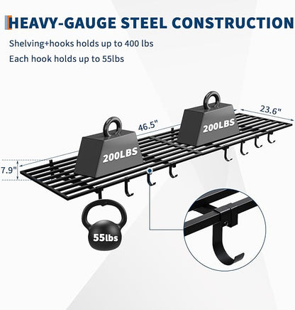 2 Pack Heavy Duty Garage Wall Shelves, 2x4ft Wall Mount Storage Shelf - Image 2