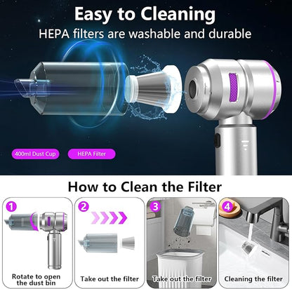 Car Vacuum, 4-in-1 Mini Cordless Vacuum Cleaner - Image 7