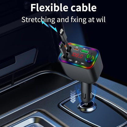 Vitog Retractable Car Charger, Wireless Bluetooth 5.3 FM Transmitter 100W USB C - Image 2