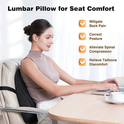 Lumbar Support Pillow for Office Chair, Back Support Pillow for Car, Recliner & - Image 2