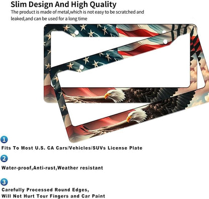 2 Pack US Flag Eagle Universal License Plate Frame - Image 5
