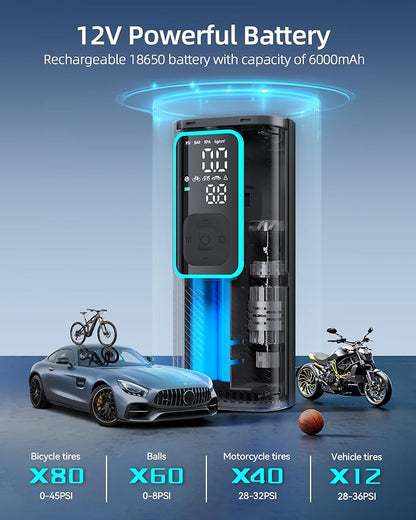 Tire Inflator Portable Air Compressor, 150 PSI Mini Car Air Pump - Image 3