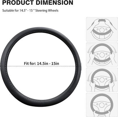 【2025 Model】 Breathable Soft Leather Car Steering Wheel Cover - Image 8