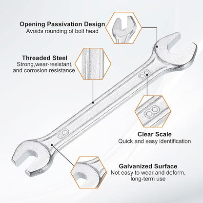 HARFINGTON 5pcs Double Open End Wrench 6mm x 8mm Metric 15 Degree Offset Angle - Image 4
