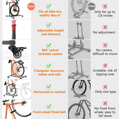Vertical Bike Stand, Freestanding Space-Saving Bike Rack - Image 5