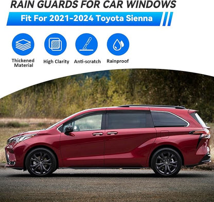 4pcs Front+Rear Smoke Tint Sun/Rain Guard Outside Mount Tape-On Vent Window - Image 2