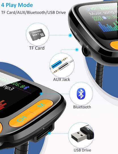 TSNAM Bluetooth FM Transmitter Car Adapter, Support Wireless Handsfree Call and - Image 3