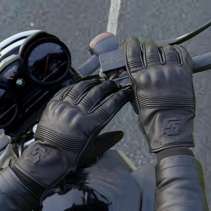 Leather Motorcycle Gloves for Men and Women | Touchscreen | Full Finger | - Image 5