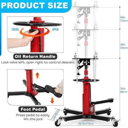 Transmission Jack, 2-Stage Hydraulic Telescopic Jacks, Lifts 34"-68", - Image 3