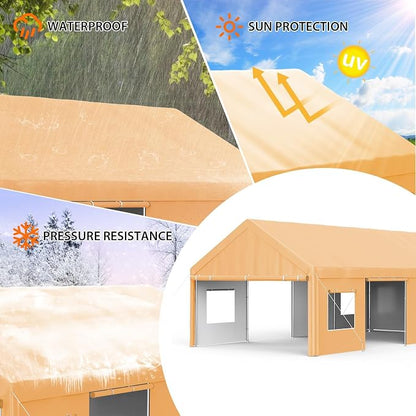 13x25 FT Heavy Duty Carport, Oversized Portable Garage - Image 5