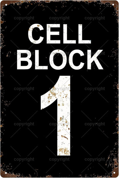 Cell Block 1 Space Vintage Metal Tin Sign Bar Cafe Garage Cave Home Room Wall by Unknown
