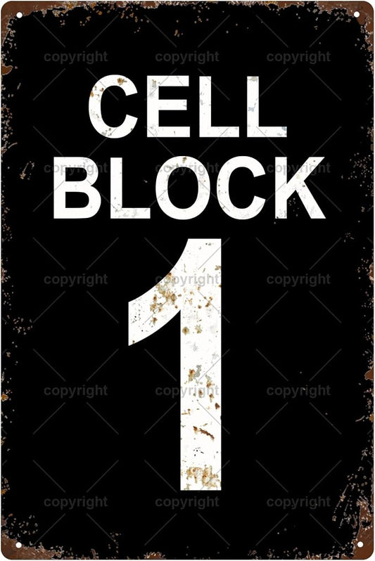 Cell Block 1 Space Vintage Metal Tin Sign Bar Cafe Garage Cave Home Room Wall by Unknown