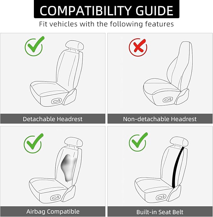 2 Pack Leather Front Car Seat Covers, Universal Sideless Car Seat Protectors - Image 6
