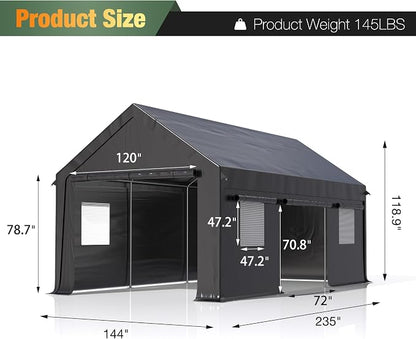 Polar Aurora Carport, 12x20 FT Heavy Duty Carport - Image 2