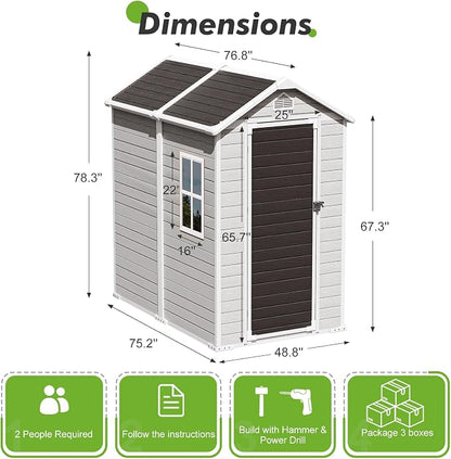 4x6 FT Small Plastic Shed Resin Outdoor Storage - Image 2