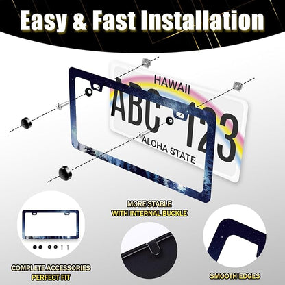 Beautiful Galaxy License Plate Frame Starry Sky Galaxy Forest License Plate - Image 7