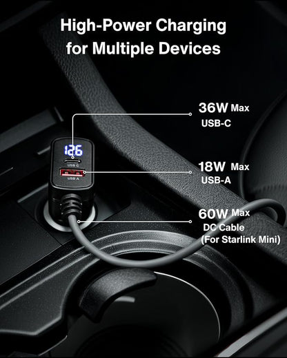 Car Charger Cable for Starlink Mini 10FT - Image 2