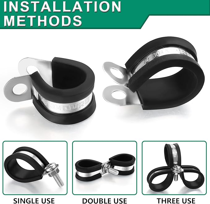 10pcs 1-3/4 Inch Stainless Steel & Rubber Coated Cushioned Insulated Cable - Image 4