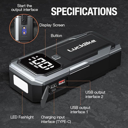 Lucklike Car Battery Jump Starter Portable, Jump Starter Battery Pack - Image 7
