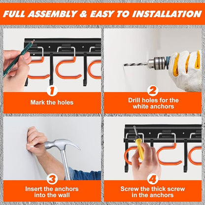 17'' All Metal Garden Tool Organizer Adjustable Garage Tool Organizer Wall - Image 5