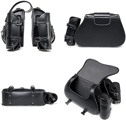 Motorcycle Saddlebags, 30L Leather Waterproof Side Saddle Bags - Image 5