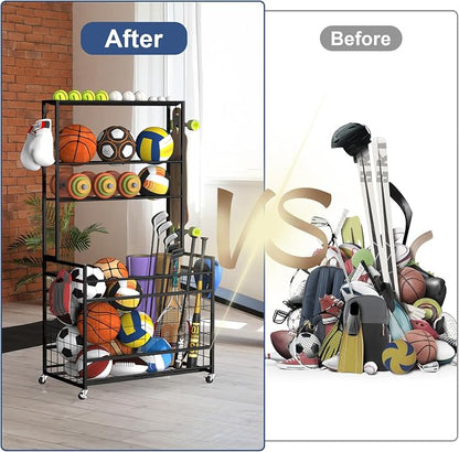 smusei Sports Equipment Organizer Garage Basketball Ball Holder - Image 7