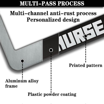 License Plate Protector Black and White License Plate Frames Nurse Life - Image 5