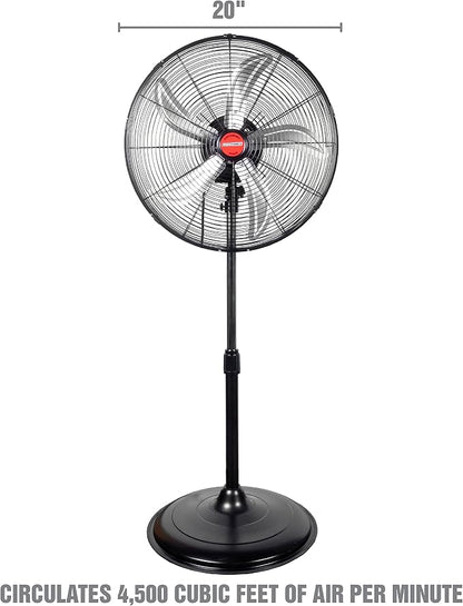 OEMTOOLS OEM24871 20" Oscillating Pedestal Fan, Adjustable Height - Image 2