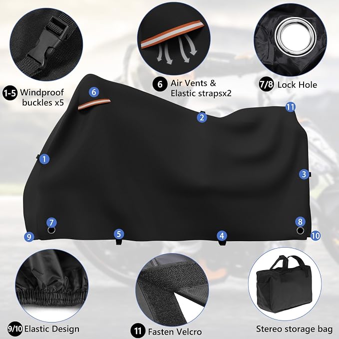STARTWO Motorcycle Covers Waterproof Outdoor Storage - Image 3
