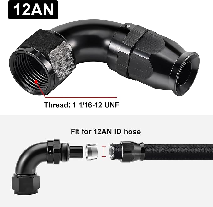 EVIL ENERGY 12AN 90 Degree PTFE One Piece Full Flow End Hose Fitting Aluminum - Image 4