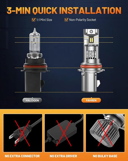 Fahren 9007  Light Bulbs, % High Intensity Brighter HB5 Fog Bulbs - Image 4