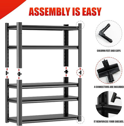 Heavy Duty Storage Shelves 5-Tier Adjustable Garage Shelving Unit, Strong Metal - Image 2