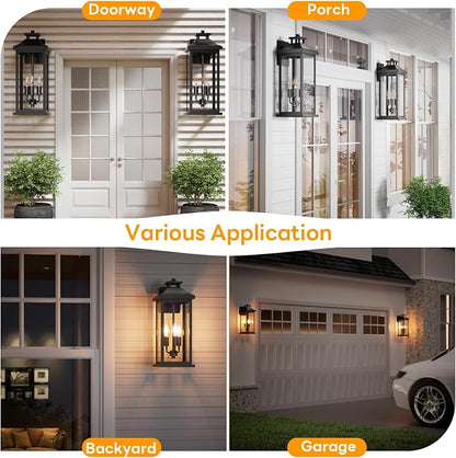 20" Large Outdoor Light Fixtures 3-Light 2 Pack, Exterior Wall Sconce Lanterns - Image 5