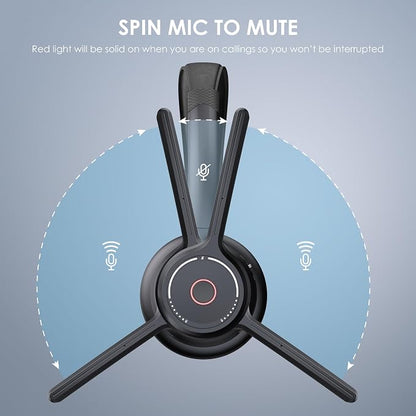 Wireless Headset with Mic for Work, Wireless On Ear Headphones with USB Dongle - Image 4