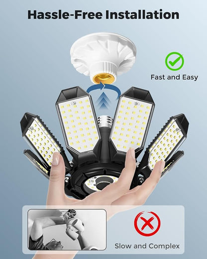Adiding LED Garage Ceiling Lights 14000Lm w/ 8 Adjustable Panels, Super Bright - Image 4