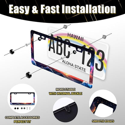 Waves Starry Sky Galaxy License Plate Frame Galaxy License Plate Holder - Image 7