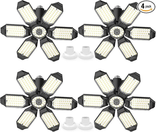 4 Pack LED Garage Lights, 220W Super Bright Ceiling Led Shop Lights, Deformable by Eqquorva