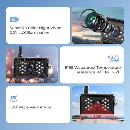 10.1" Wireless RV Backup Camera System, 2 Rear Cameras & 2 Side Cameras - Image 3
