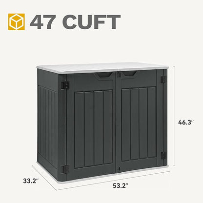 DWVO 47 cu ft Spacious Horizontal Storage Unit, Outdoor Resin Tool Locker - Image 6