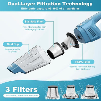 Handheld Vacuum Cordless, 14500PA Powerful Suction Hand Held Vacuum Cleaner - Image 5