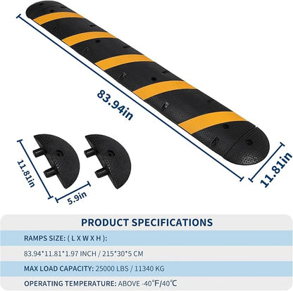 3 PCS 6FT Speed Bumps Wite End for Road, Heavy-Duty 25, 000 Lbs Capacity - Image 3