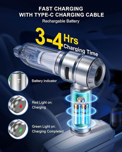Car Vacuum, 3 Suction Modes, Portable Mini Cordless Cleaner - Image 3