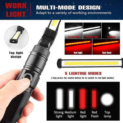 Rechargeable Work Light, 360° Rotate Design, Magnetic LED Work Light Foldable - Image 4