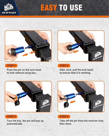 METOWARE Trailer Hitch Lock, Tailer Receiver Lock Fits Class III/IV, 2-1/2" - Image 6