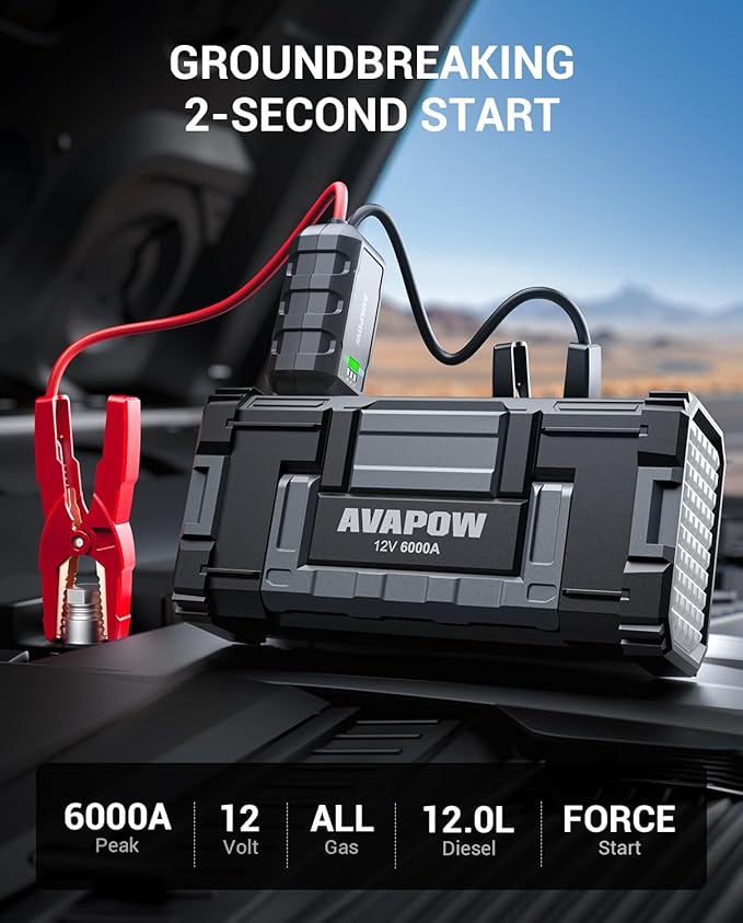 AVAPOW 6000A Car Battery Jump Starter Powerful Car Jump Starter - Image 2