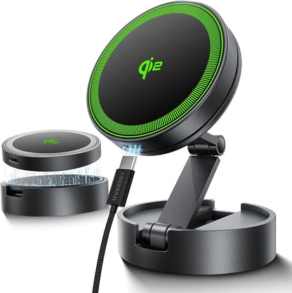 THREEKEY for MagSafe Car Mount Charger, Qi2 Wireless Car Charger, Retractable by THREEKEY