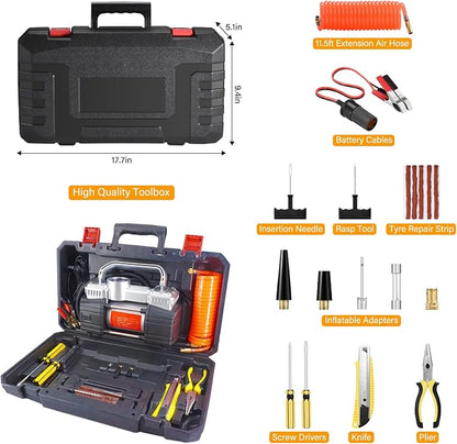GSPSCN Digital Tire Inflator, Portable Toolbox 12V Air Compressor Pump Heavy - Image 2