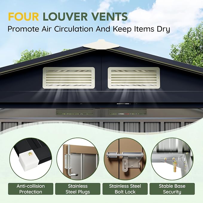 5x3FT Outdoor Steel Storage Shed - Image 5