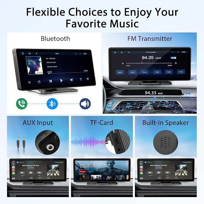 10.26" Wireless CarPlay Screen for Car, Wireless Apple CarPlay & Android Auto - Image 5